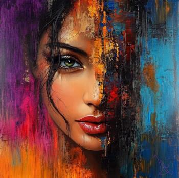 A woman with half of her face exposed